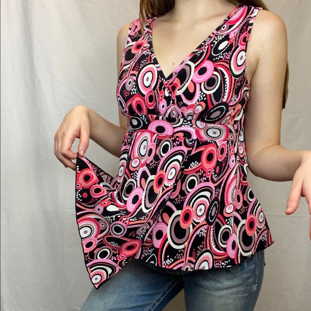 J.T.B. Pleated Oval Pattern Y2K 2000s Tank Top